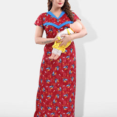 Be You Floral Printed Satin Feeding & Maternity Nightdress