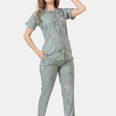Be You Floral Printed Shirt And Pyjama Night Suit
