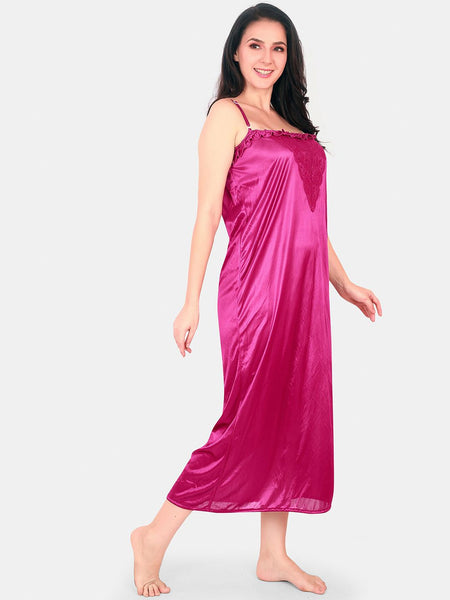 Be You Floral Lace Shoulder Straps Satin Maxi Nightdress With Robe