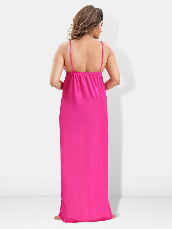 Be You 6 Pieces Satin Maxi Nightdress Set With Robe And Lingerie Set