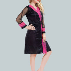 Be You Solid Lace Details Satin Nighty with Robe