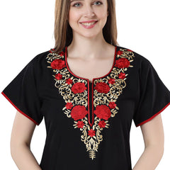 Be You Black Embroidered Maxi Nightdress
