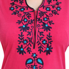 Be You Floral Embroidered Mandarin Collar Maxi Sweat Nightdress