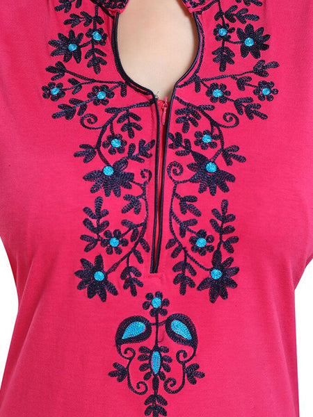 Be You Floral Embroidered Mandarin Collar Maxi Sweat Nightdress