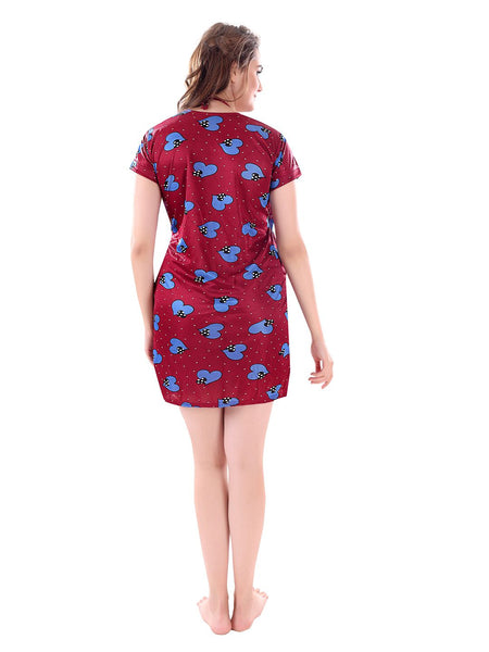Be You Women Set of 3 Maroon Printed Nightdress