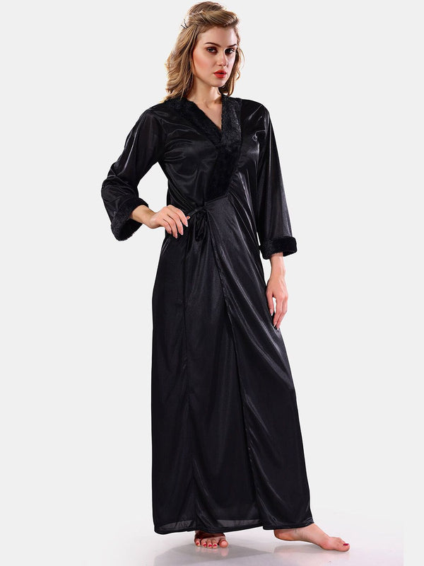 Be You Floral Lace Satin Night Dress With Robe