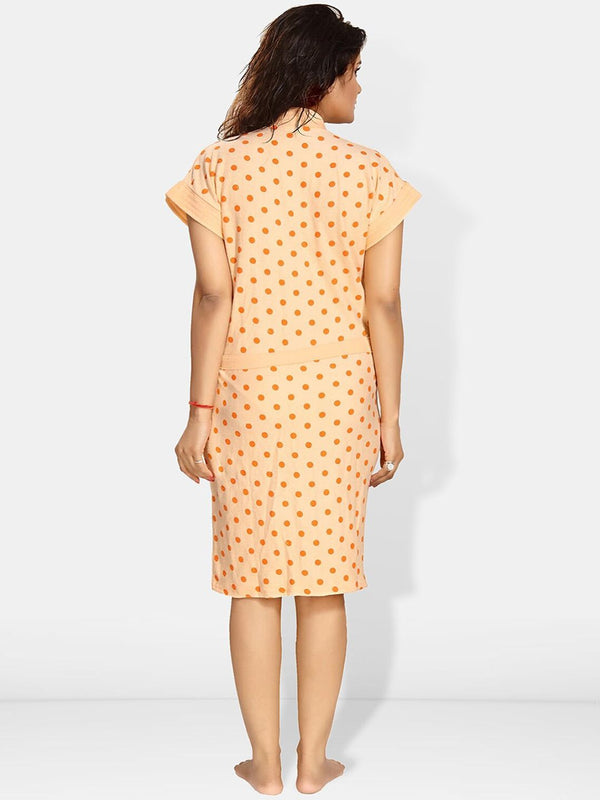 Be You Women Polka Dots Printed Terry Cotton Bath Robe