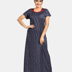 Be You Floral Printed V-Neck Satin Maxi Nightdress