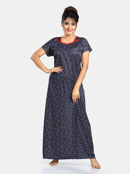 Be You Floral Printed V-Neck Satin Maxi Nightdress