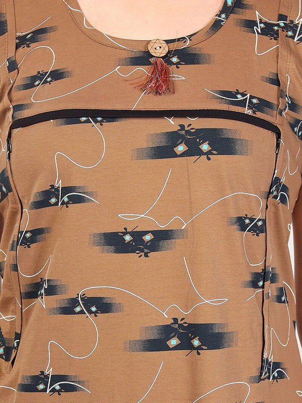 Be You Abstract Printed Maternity Nightdress