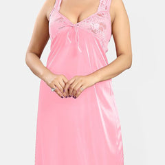 Be You Women Sleeveless Satin Maxi Nightdress