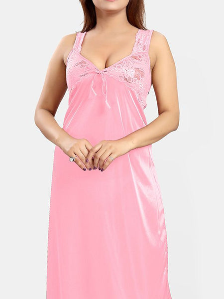 Be You Women Sleeveless Satin Maxi Nightdress