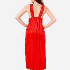 Be You V Neck Lace Satin Maxi Nightdress With Robe