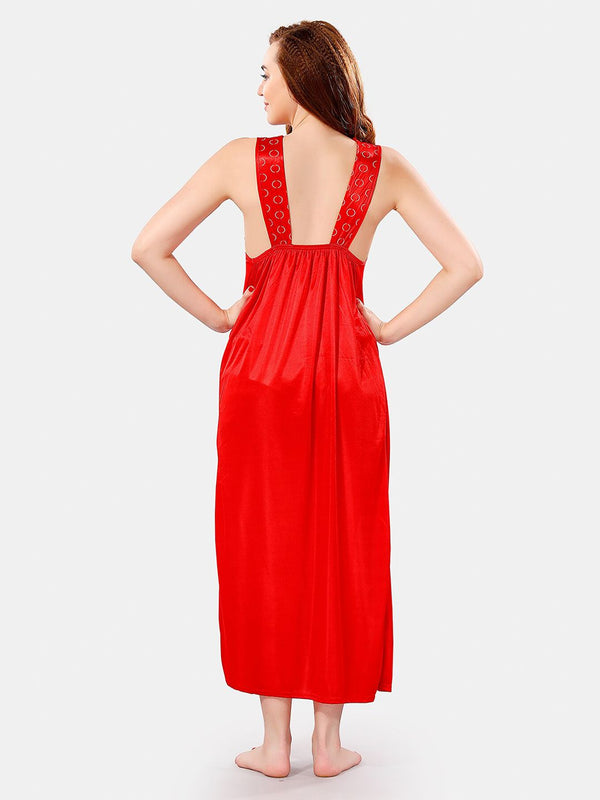 Be You V Neck Lace Satin Maxi Nightdress With Robe