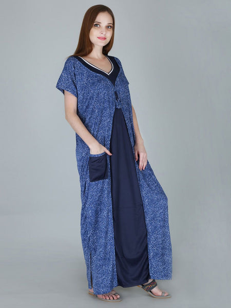 Be You Women Printed Satin Maxi Nightdress