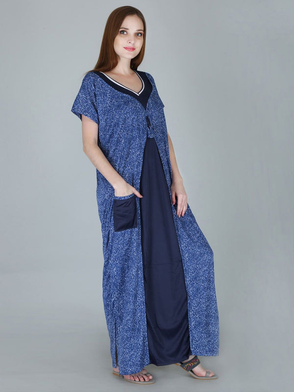 Be You Women Printed Satin Maxi Nightdress