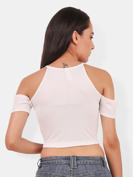 Be You Cold-Shoulder Cotton Crop Top