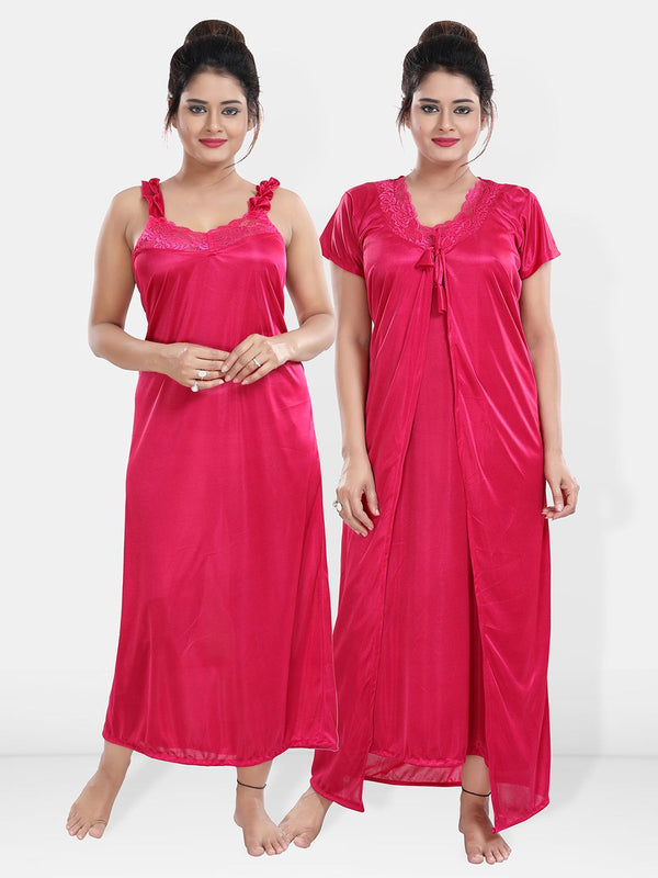 Be You Maxi Satin Wrap Nightdress With Robe