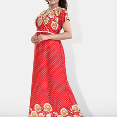 Be You Printed V-Neck Satin Maternity Maxi Nightdress