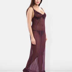Be You Self Design Shoulder Straps Net Baby Doll With Brief