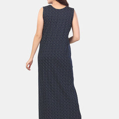 Be You Abstract Printed Sleeveless Maxi Nightdress