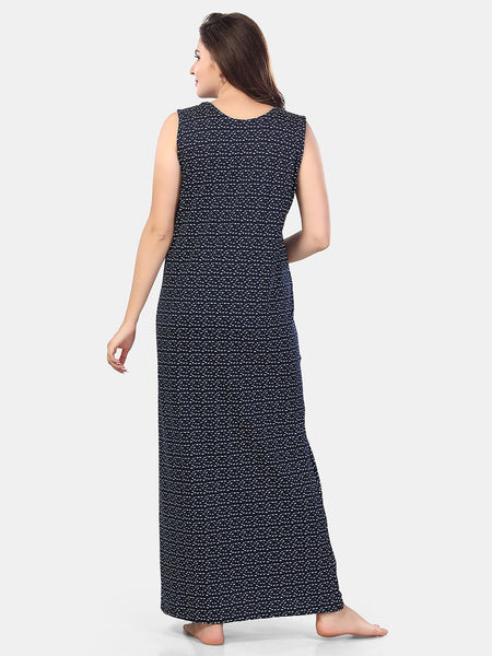 Be You Abstract Printed Sleeveless Maxi Nightdress