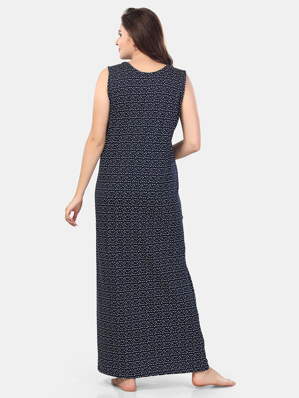 Be You Abstract Printed Sleeveless Maxi Nightdress