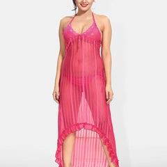 Be You Self Design Net Halter Neck Baby Doll With Brief