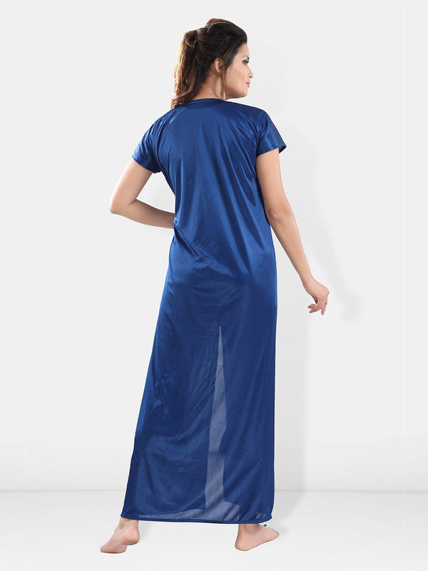 Be You Square Neck Satin Night Suit With Robe