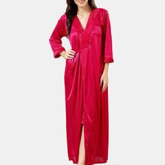 Be You Shoulder Strap Net Maxi Nightdress With Satin Robe