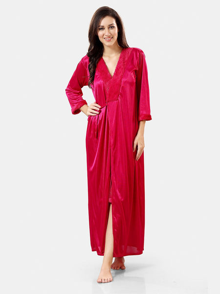 Be You Shoulder Strap Net Maxi Nightdress With Satin Robe