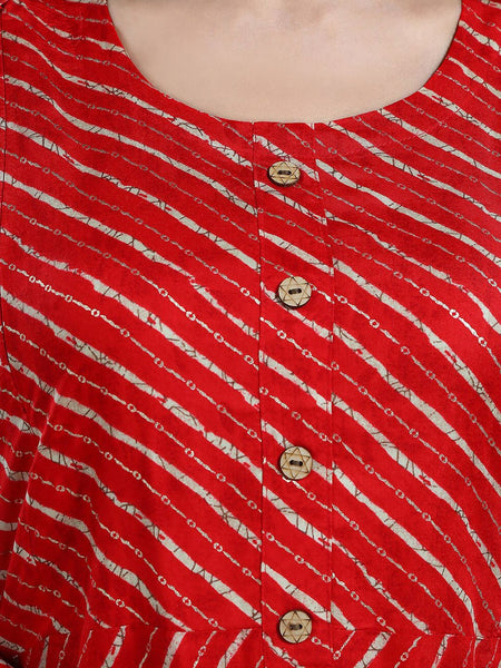 Be You Leheriya Printed Round Neck Maternity Straight Kurta