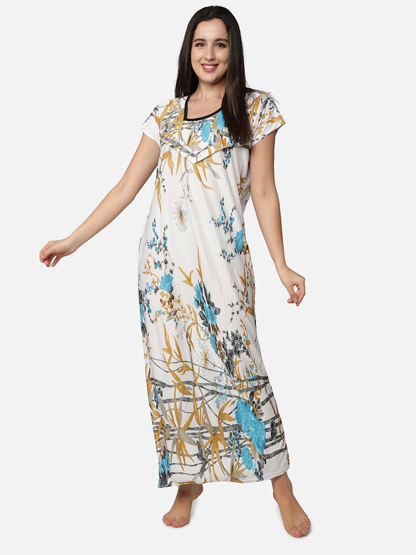 Be You White Printed Feeding Nightdress
