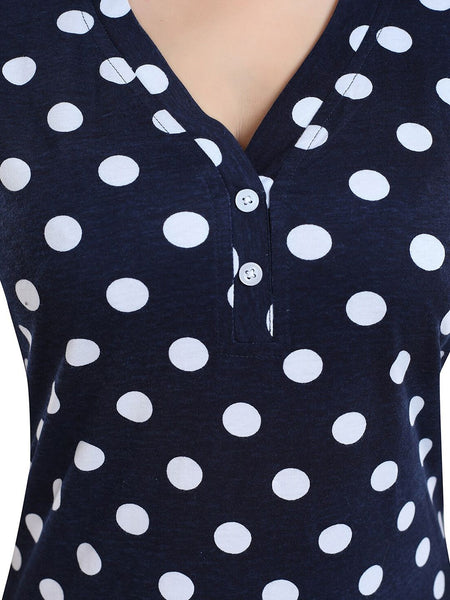 Be You Polka Dots Printed T-shirt Nightdress