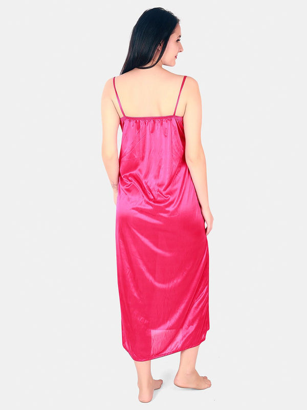 Be You Floral Lace Shoulder Straps Satin Maxi Nightdress With Robe