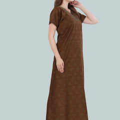 Be You Brown Printed Maxi Nightdress