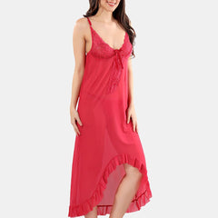 Be You Net Self Design Baby Doll Dress With Thong