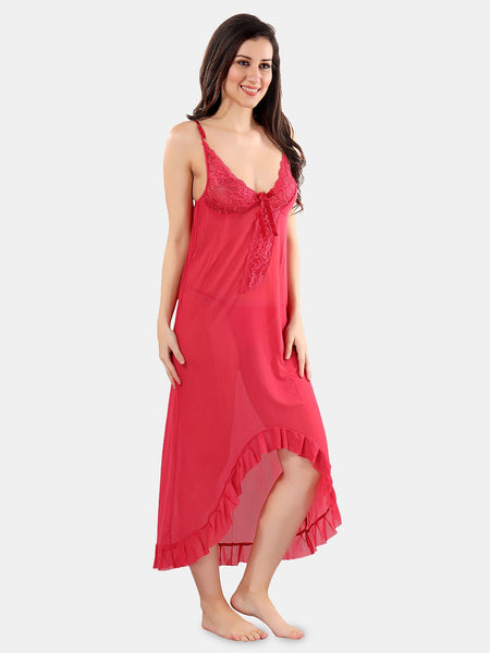 Be You Net Self Design Baby Doll Dress With Thong