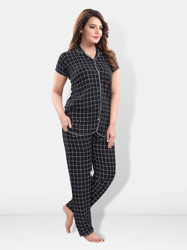 Be You Women Checked Night suit