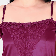 Be You Floral Lace Shoulder Straps Satin Maxi Nightdress With Robe