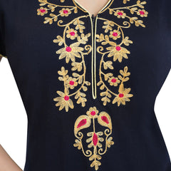 Be You Floral Embroidered Mandarin Collar Maxi Nightdress