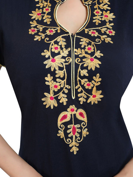 Be You Floral Embroidered Mandarin Collar Maxi Nightdress