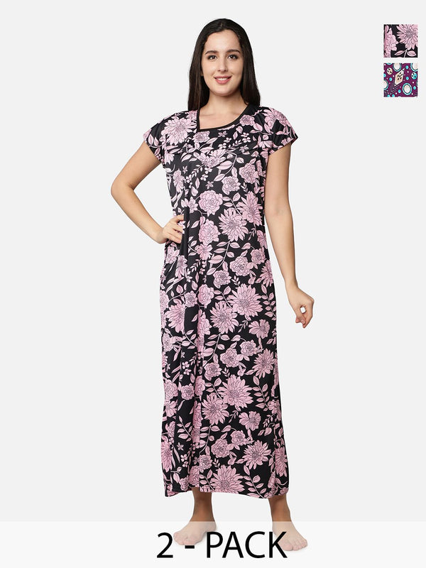 Be You Printed Maxi Nightdress Pack Of 2