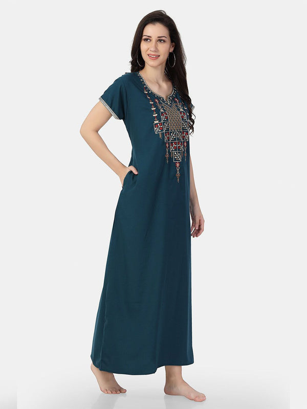 Be You Floral Embroidered Maxi Nightdress