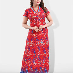 Be You Polka Dots Printed Satin Maxi Feeding & Maternity Nightdress