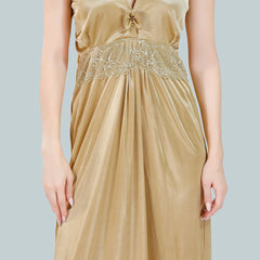 Be You V Neck Lace Up Details Satin Nightdress With Robe