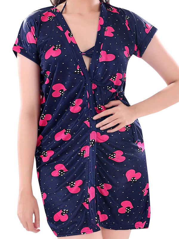 Be You Women Set of 3 Navy Blue Printed Nightdress