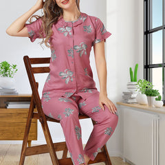 Be You Floral Printed Ruffles Night Suit