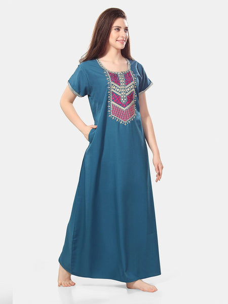 Be You Floral Embroidered Maxi Nightdress