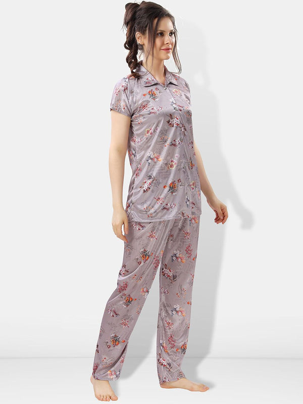 Be You Floral Printed Satin Night suit